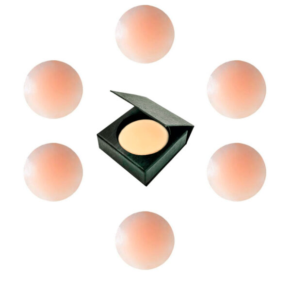 VenusX - Pezoneras Adhesivas Invisibles de Silicona Suave para Mujer | 3 Pares & Caja Elegante | Cubierta de Pez?n Reutilizables Redonda (8 cm) Color de la Piel Crema